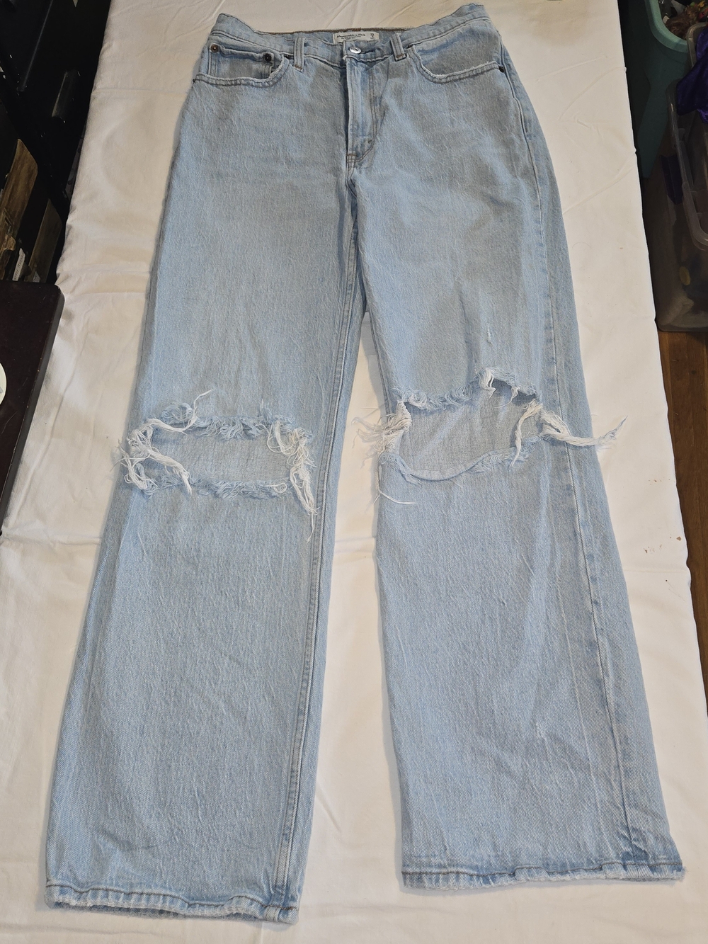 Abercrombie & Fitch 90s Relaxed Jeans Womens 29 Blue High Rise Distressed 8R